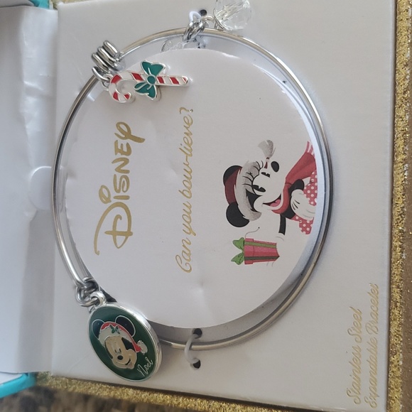 NIB Disney Christmas Themed Stainless Steel Expand Charm Bracelet Mickey Mouse - Picture 3 of 8